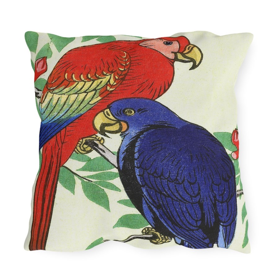 Ohara Koson Two Parrots. Outdoor Pillow J12-82 - Image 2