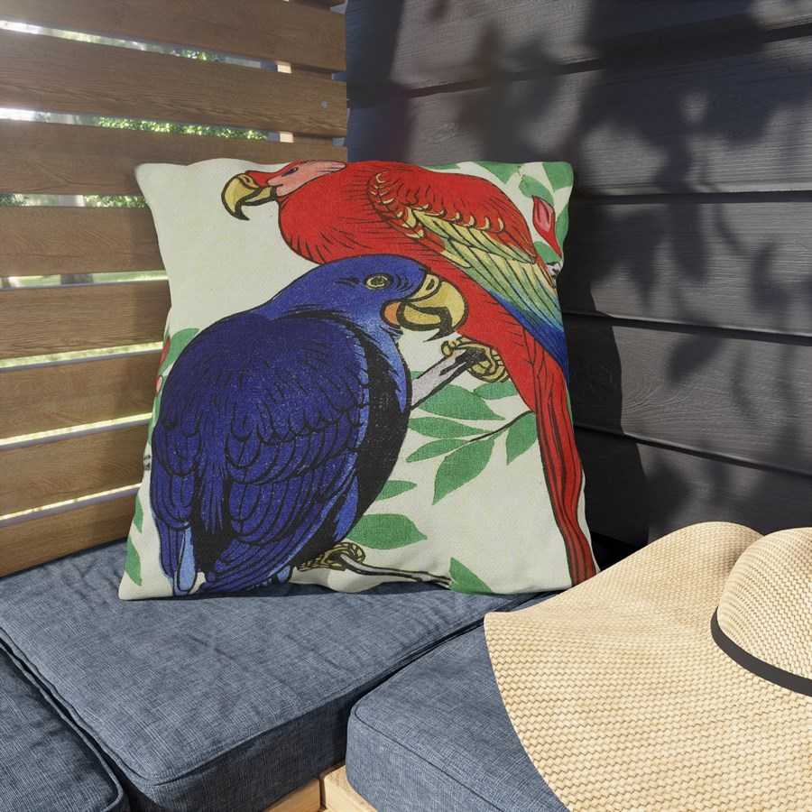 Ohara Koson Two Parrots. Outdoor Pillow J12-82 - Image 3