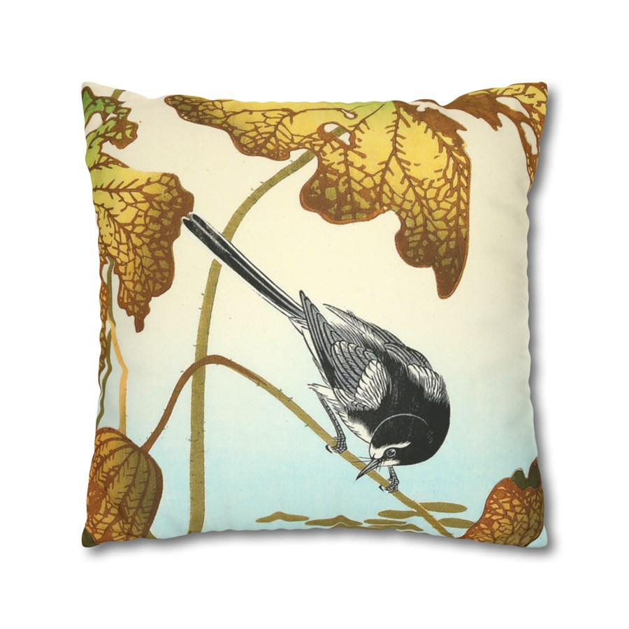 Ohara Koson Wagtail & Lotus - Pillow Case - Image 2