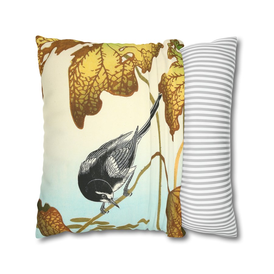 Ohara Koson Wagtail & Lotus - Pillow Case