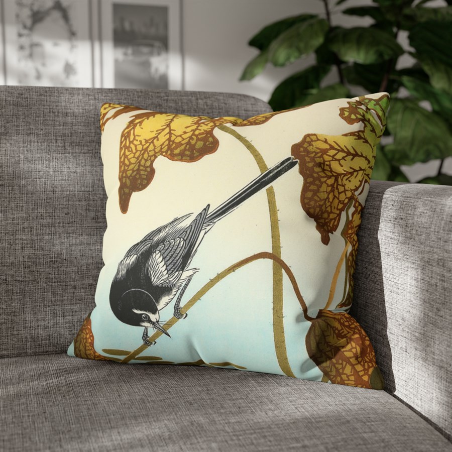 Ohara Koson Wagtail & Lotus - Pillow Case - Image 4