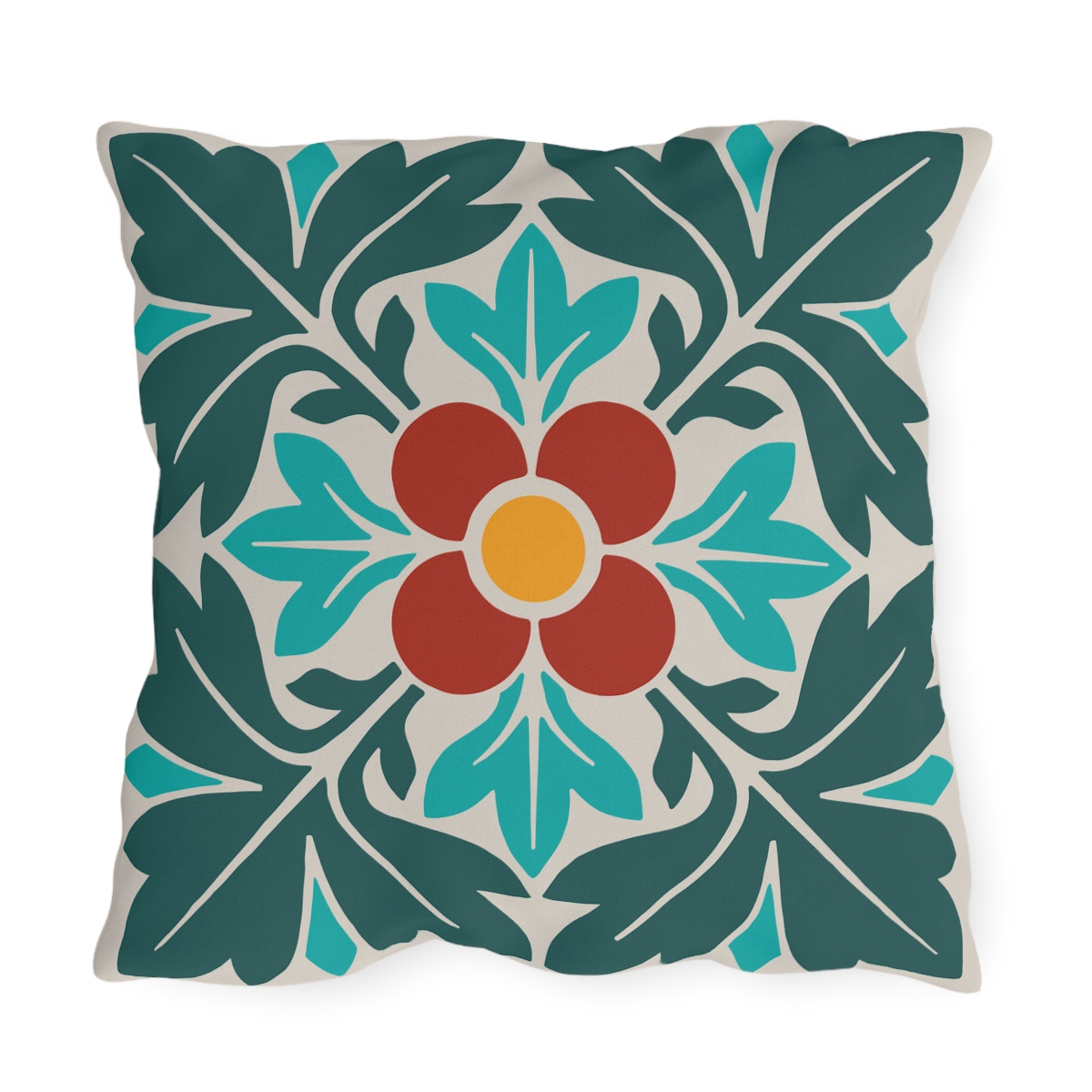Petals & Leaves Pattern in Multicolor - Outdoor Pillow - Image 3