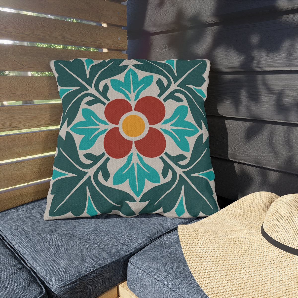 Petals & Leaves Pattern in Multicolor - Outdoor Pillow - Image 2