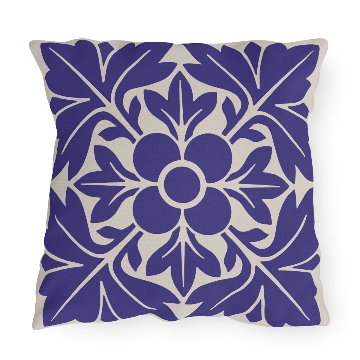 Petals & Leaves Pattern In Purple - Outdoor Pillow