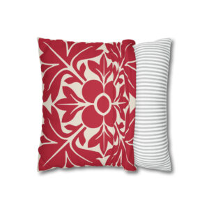 Petals & Leaves Pattern In Red - Pillow Case