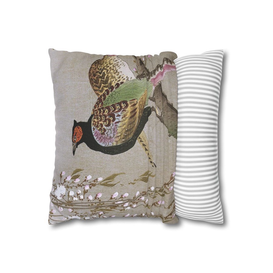 Ohara Koson Pheasants on Cherry Blossom Branch - Pillow Case