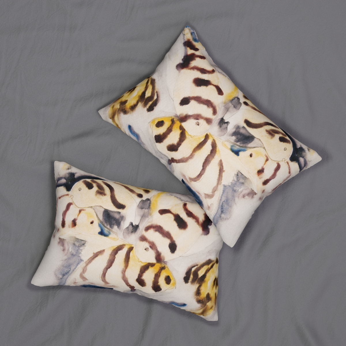 Yellow Fish With Stripes Lumbar Pillow  S3-2 - Image 4
