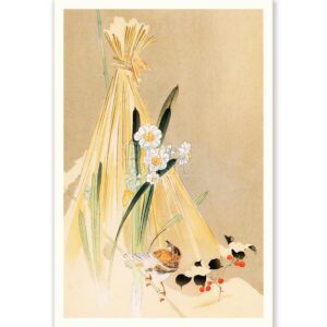 Bird, Flowers and Hay Ohara Koson - Art Print