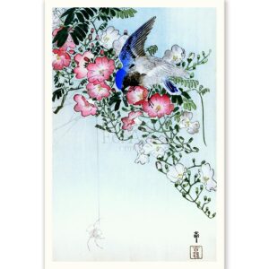 Bird, Spider and Flowers Ohara Koson - Art Print