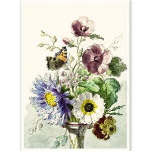Bouquet of Flowers with a Butterfly Willem van Leen - Art Print