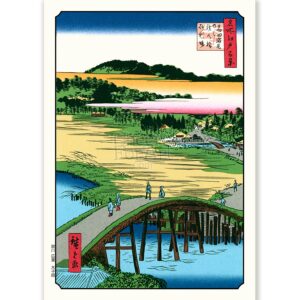 Bridge cross River with Mountain View Andō Hiroshige - Art Print