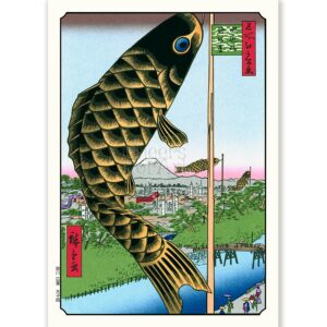 Flying Carps and Mt Fuji Andō Hiroshige - Art Print