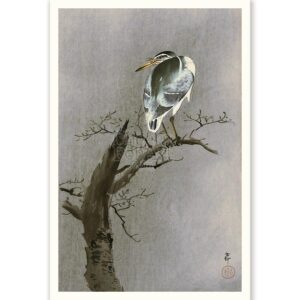 Heron on Branch Ohara Koson - Art Print