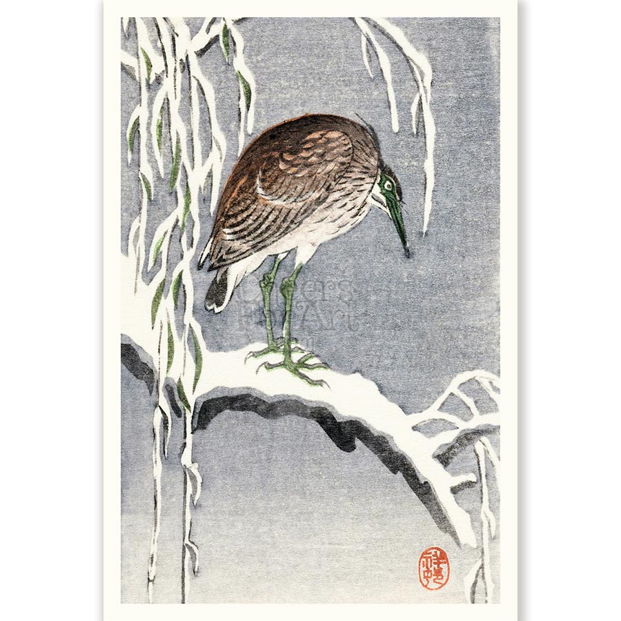 Heron, Tree Branch, and Snow Ohara Koson - Art Print 1 Heron, Tree Branch, and Snow Ohara Koson - Art Print
