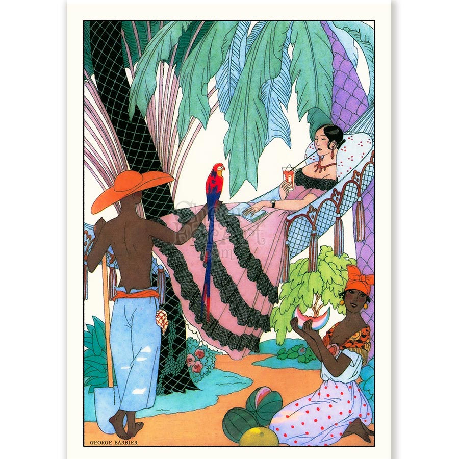 Ladies in Hammock George Barbier - Art Print