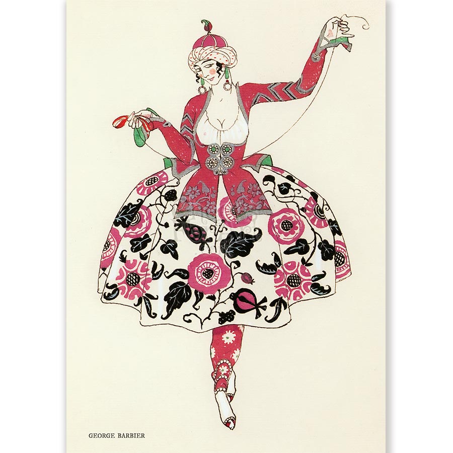 Lady in Light Flowery Dress George Barbier - Art Print
