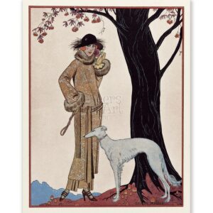 Lady with White Dog George Barbier - Art Print