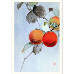 Nuthatcher and Persimmon Ohara Koson - Art Print