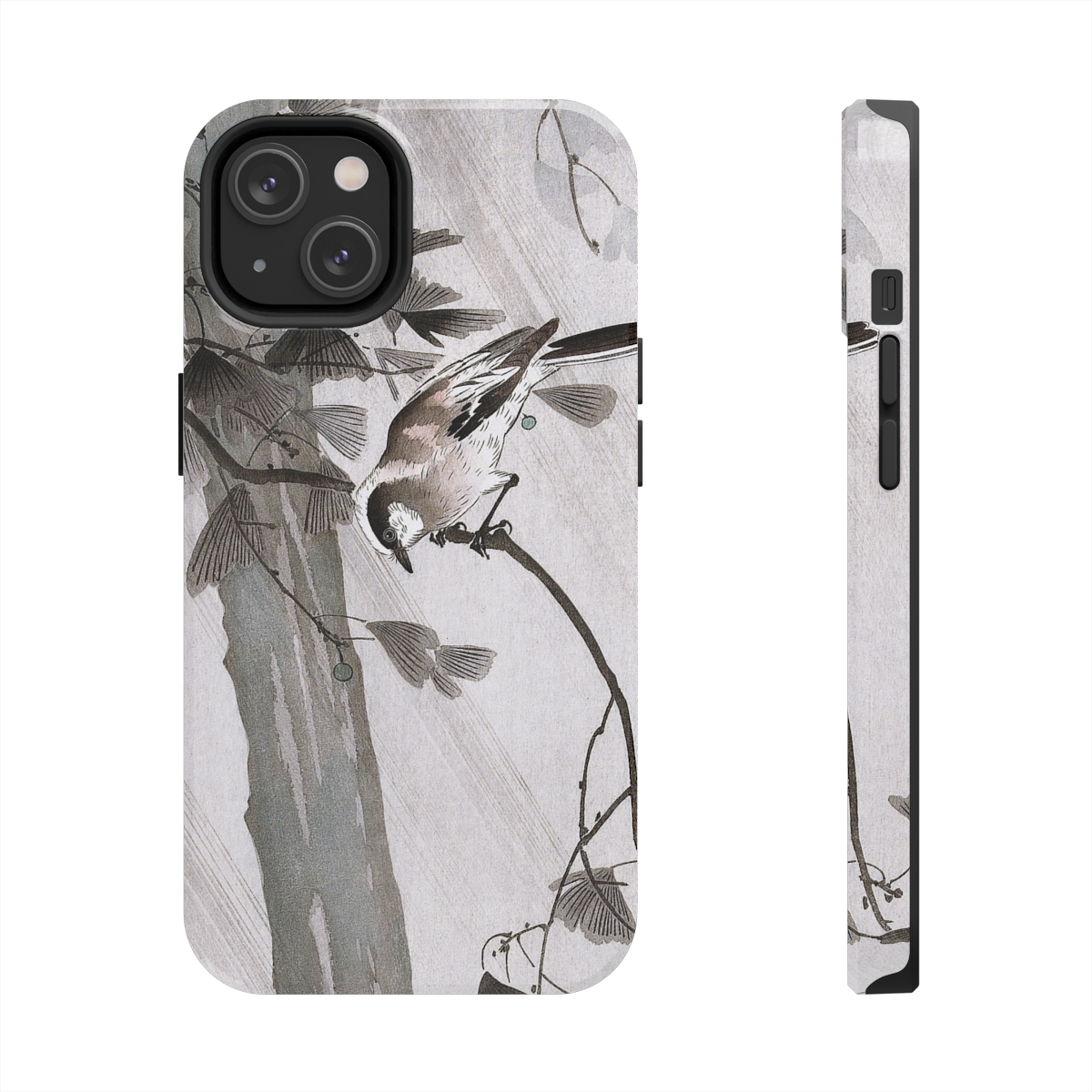 Ohara Koson Long-Tailed Tit On Branch In Storm - iPhone Cases