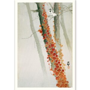 Red Ivy and Birds Ohara Koson - Art Print