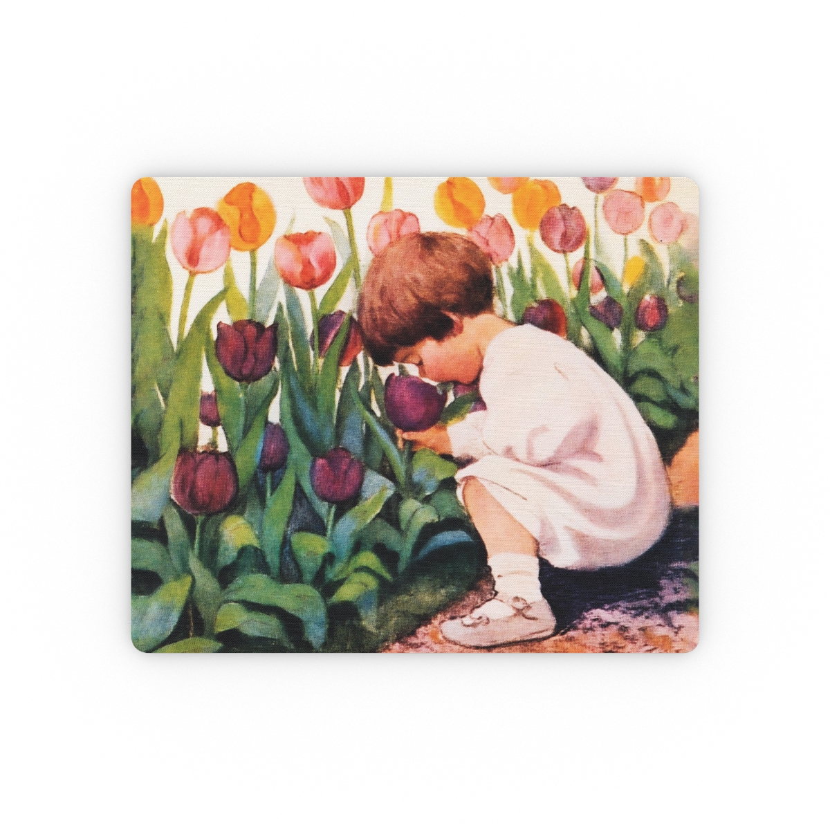 Jessie Wilcox Smith Kid With Flowers - Mouse Pad 1 Jessie Wilcox Smith Kid With Flowers - Mouse Pad