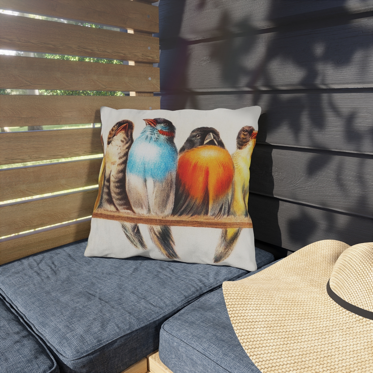 Hector Giacomelli A Perch Of Birds - Outdoor Pillow - Image 3