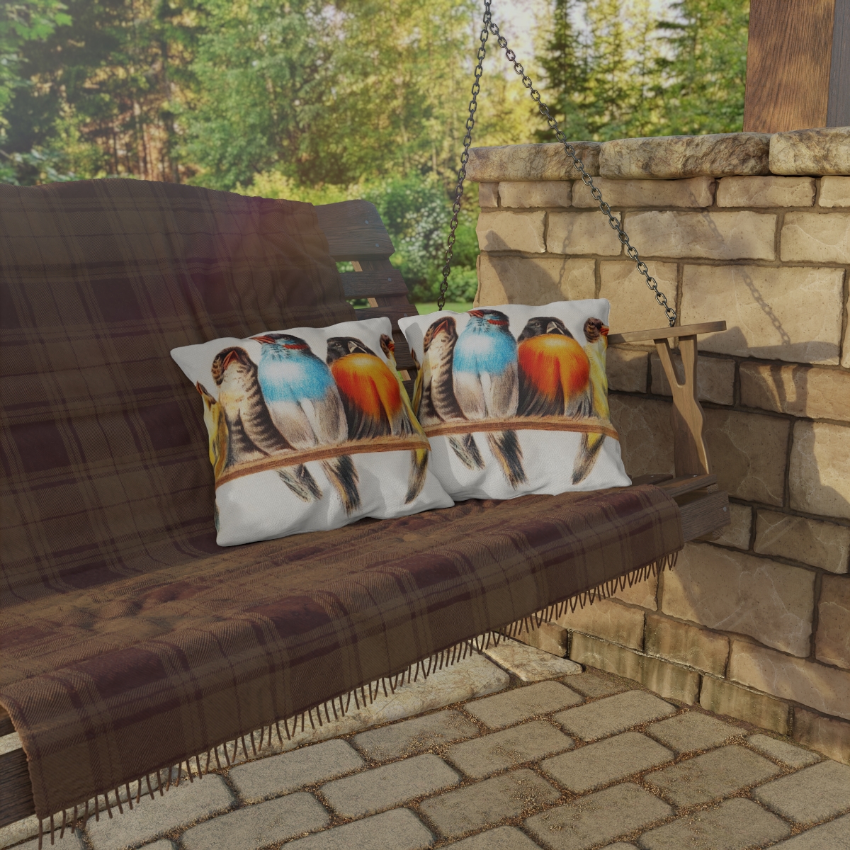Hector Giacomelli A Perch Of Birds - Outdoor Pillow - Image 4