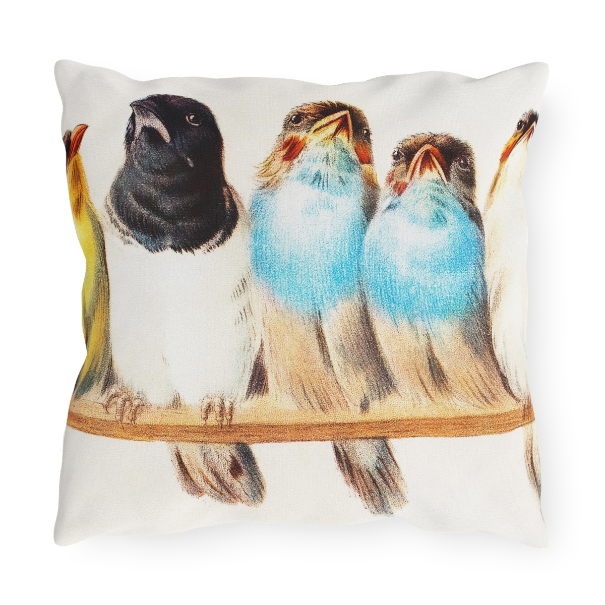 Hector Giacomelli A Perch Of Birds - Outdoor Pillow - Image 2