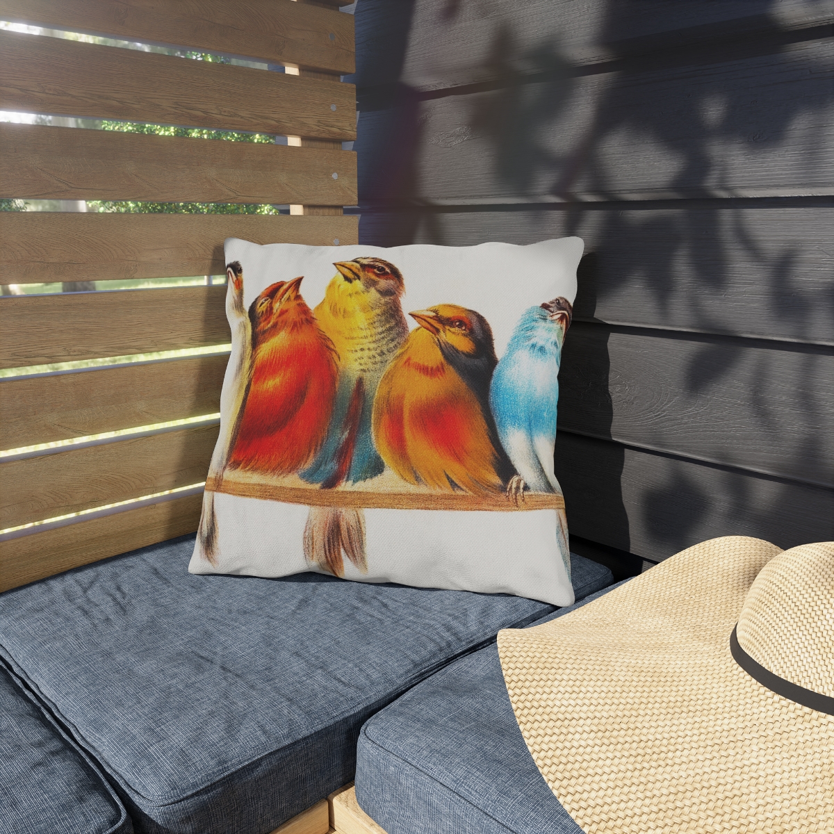 Hector Giacomelli A Perch Of Birds - Outdoor Pillow - Image 3