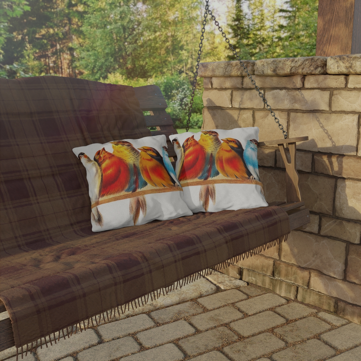 Hector Giacomelli A Perch Of Birds - Outdoor Pillow - Image 4