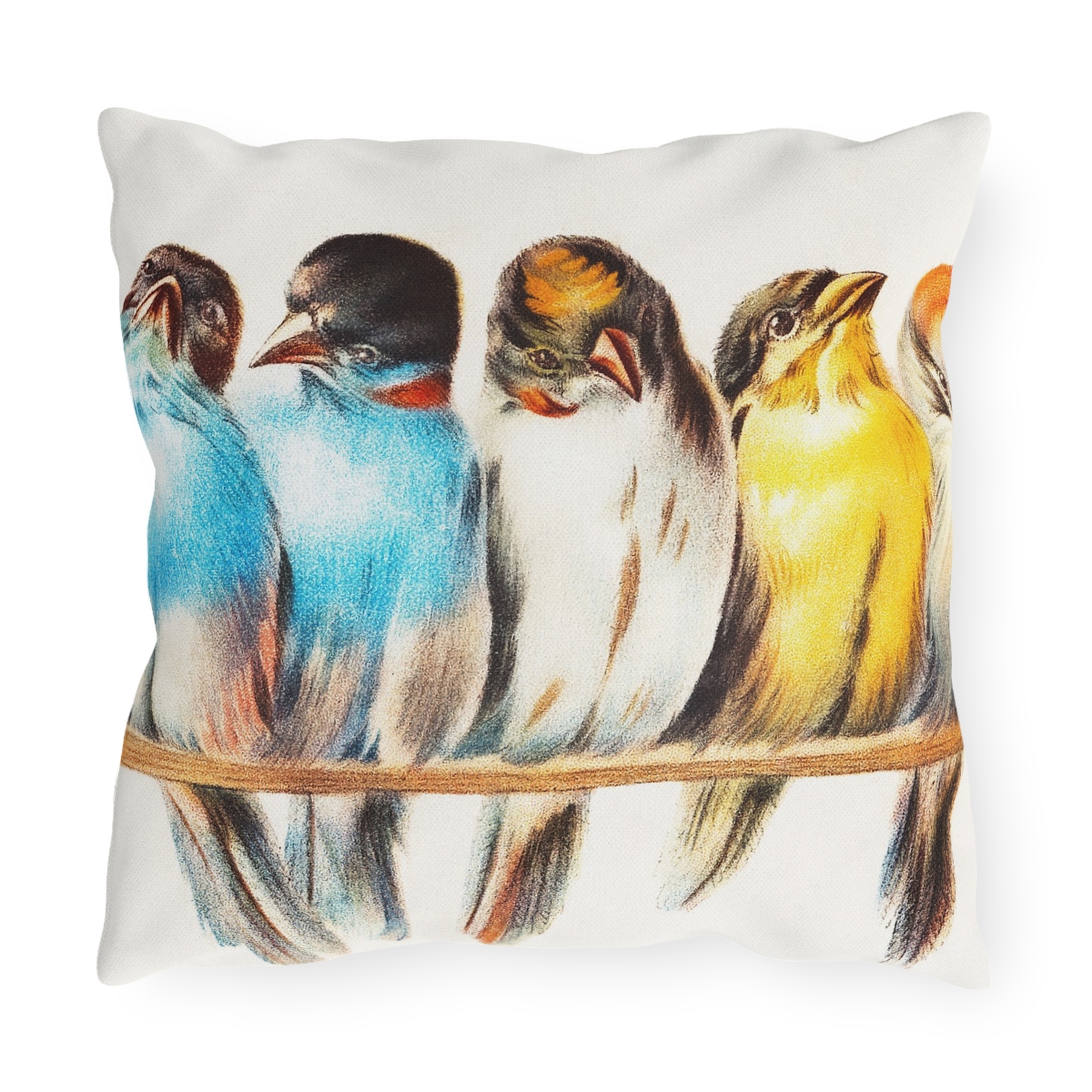 Hector Giacomelli A Perch Of Birds - Outdoor Pillow - Image 2