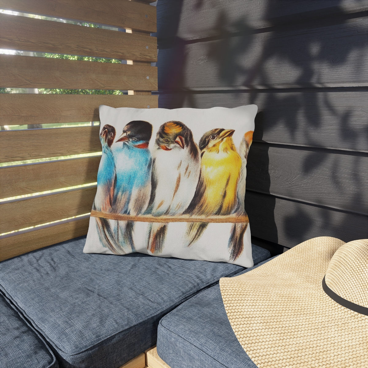 Hector Giacomelli A Perch Of Birds - Outdoor Pillow - Image 3