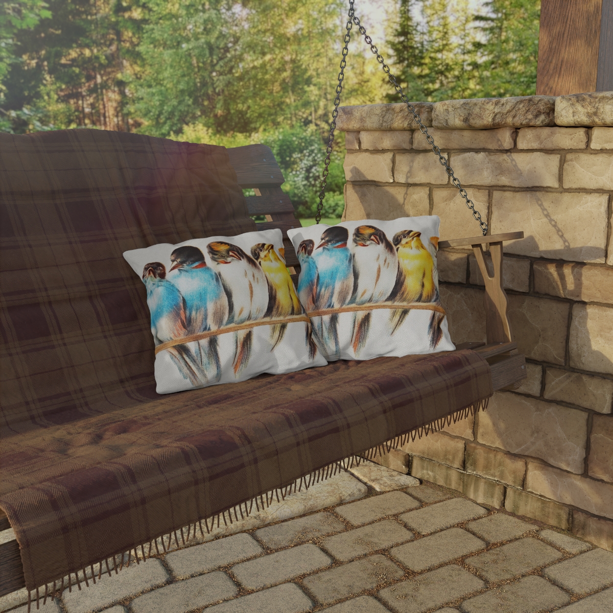 Hector Giacomelli A Perch Of Birds - Outdoor Pillow - Image 4