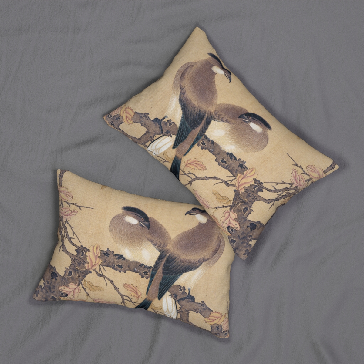 Birds On Branch. Lumbar Pillow S40-1 - Image 4