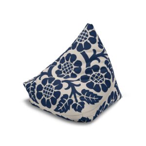 Blossoms and Leaves Pattern in Blue - Bean Bag Chair Cover