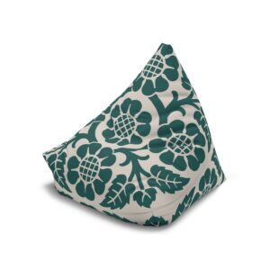 Blossoms and Leaves Pattern in Green - Bean Bag Chair Cover