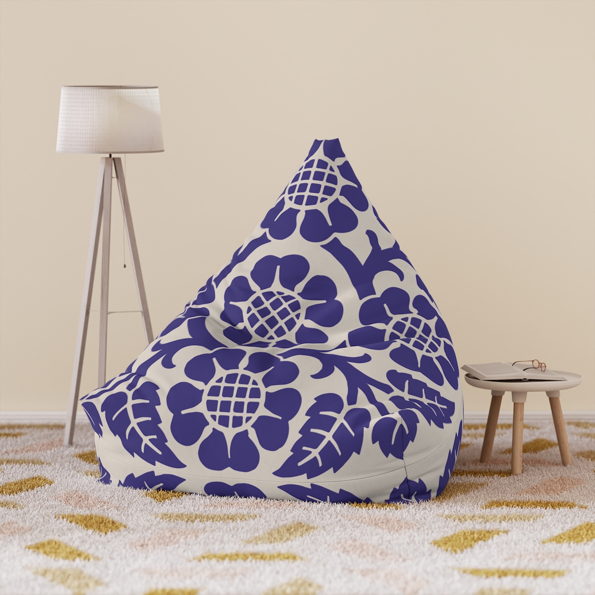 Blossoms & Leaves Pattern in Purple - Bean Bag Chair Cover - Image 6