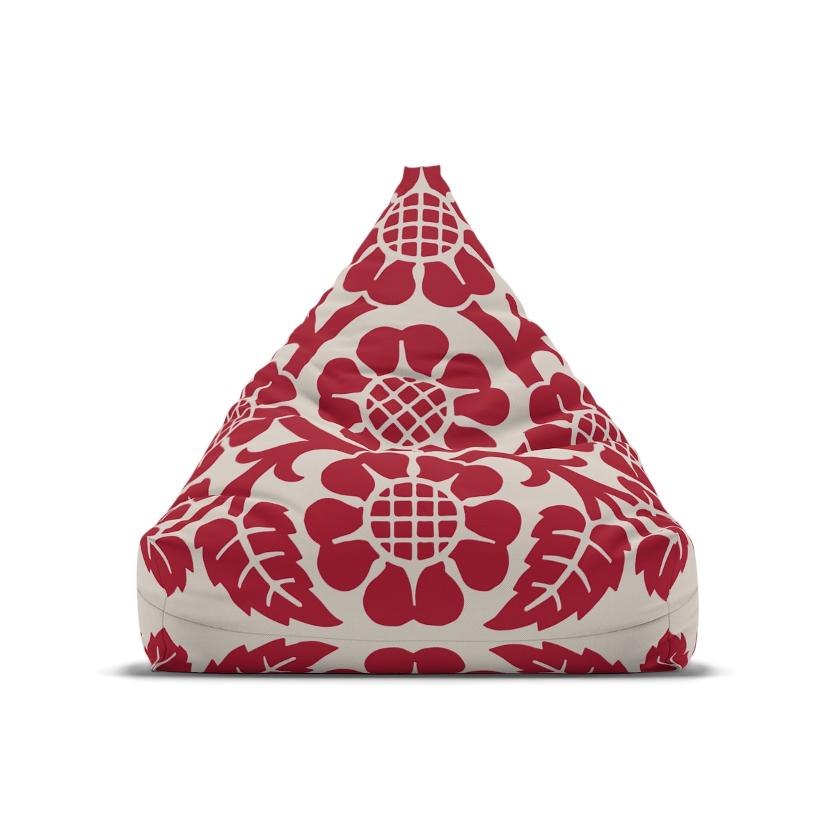Blossoms and Leaves Pattern in Red. Bean Bag Chair Cover - Image 2
