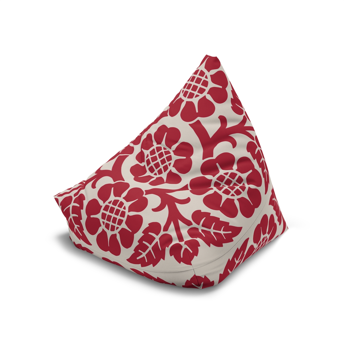 Blossoms and Leaves Pattern in Red. Bean Bag Chair Cover