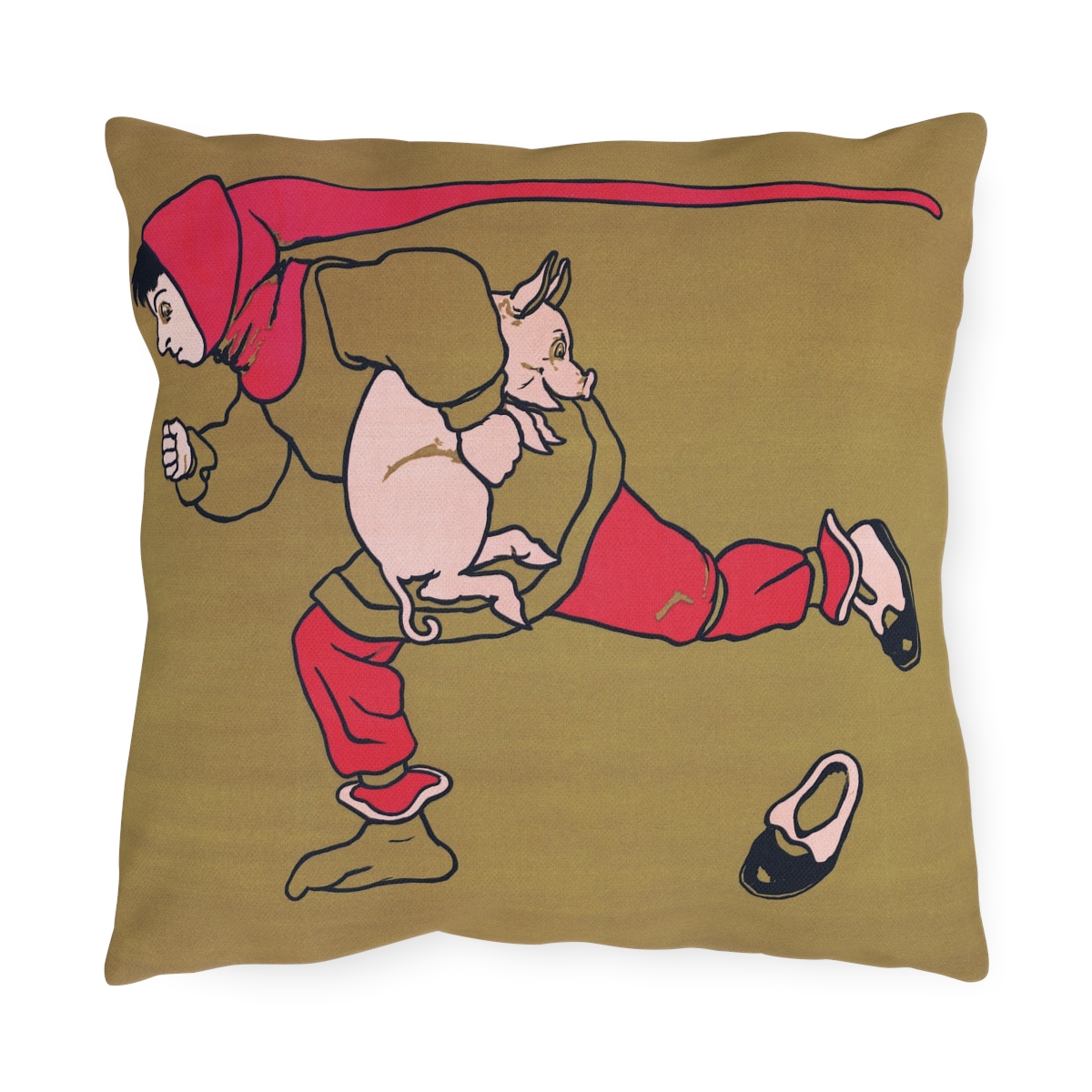 Running With a Piglet - Outdoor Pillow