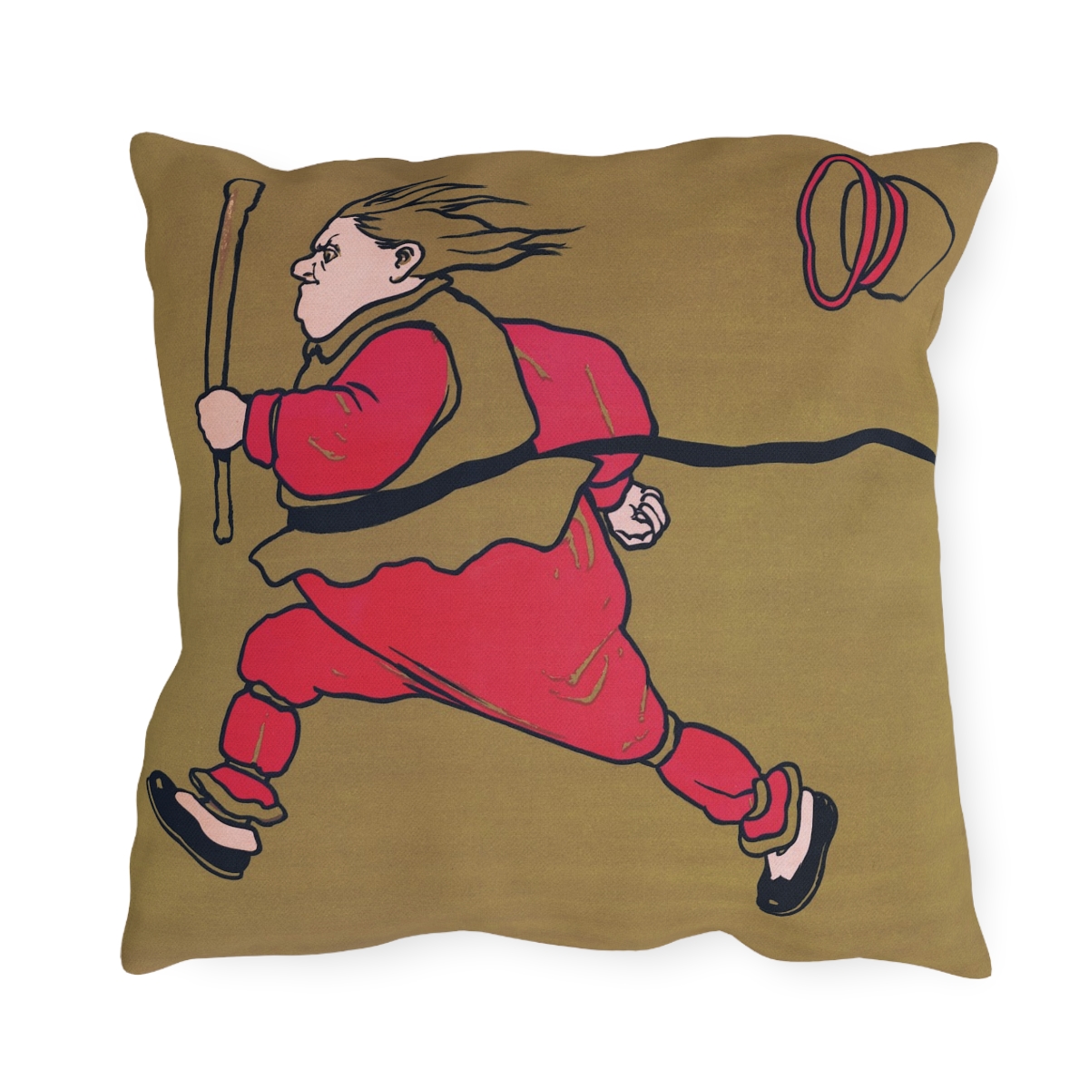 Running With a Piglet - Outdoor Pillow - Image 2