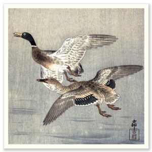 Ducks Flying Ohara Koson - Art Print