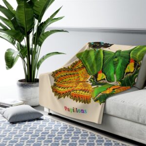 E.A. Seguy Papillons Pl.6 Butterfly Sherpa Fleece Blanket – Soft, Warm, Plush Back