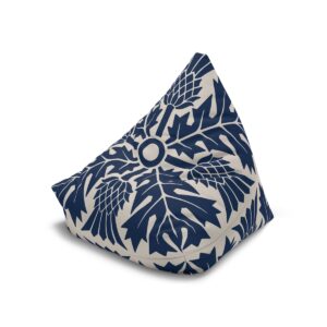 Floral & Leafy Pattern In Blue. Bean Bag Chair Cover