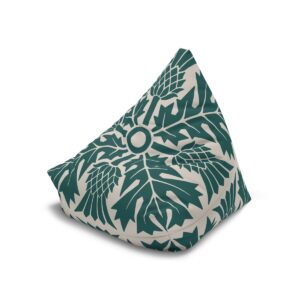 Floral & Leafy Pattern In Green - Bean Bag Chair Cover