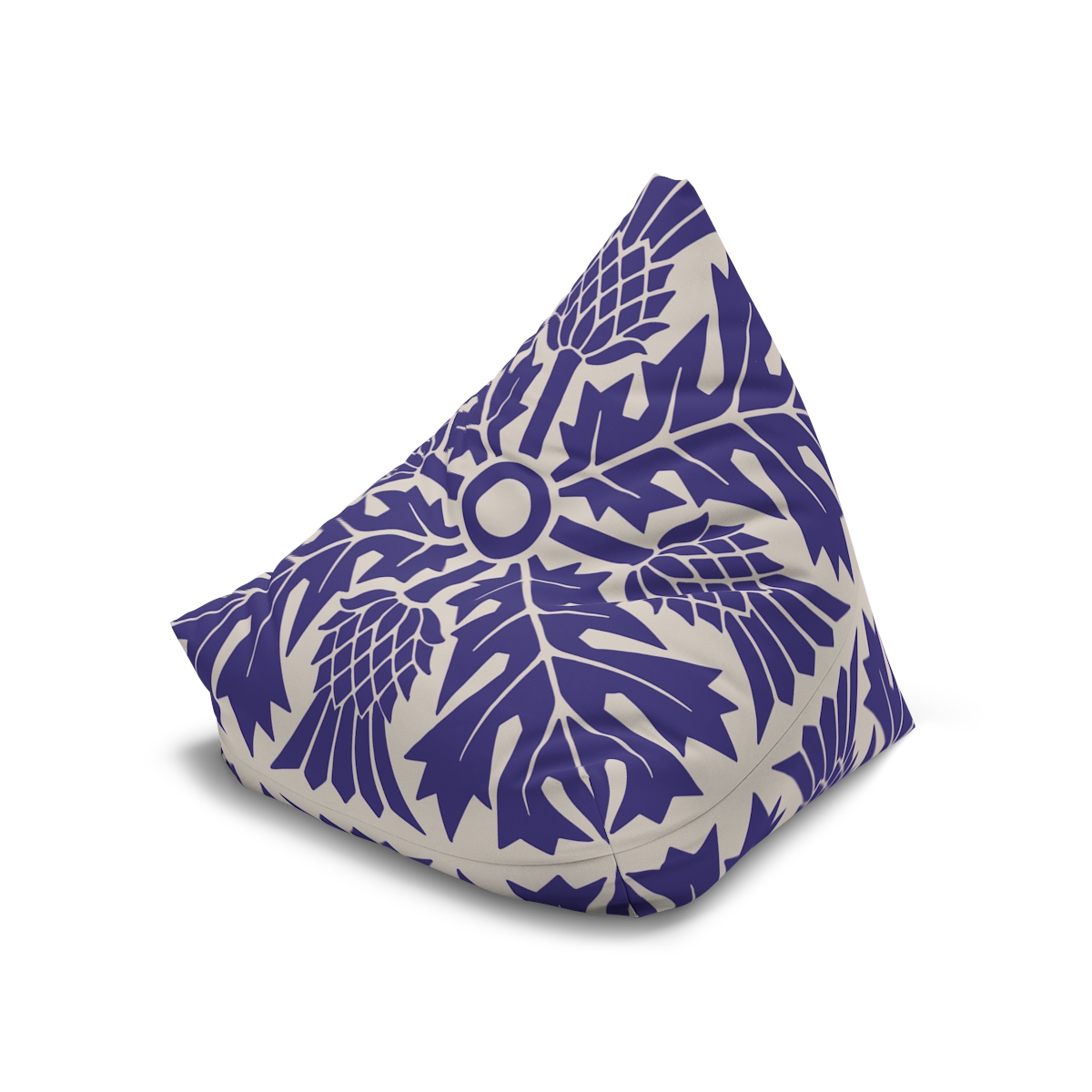 Floral & Leafy Pattern In Purple - Bean Bag Chair Cover