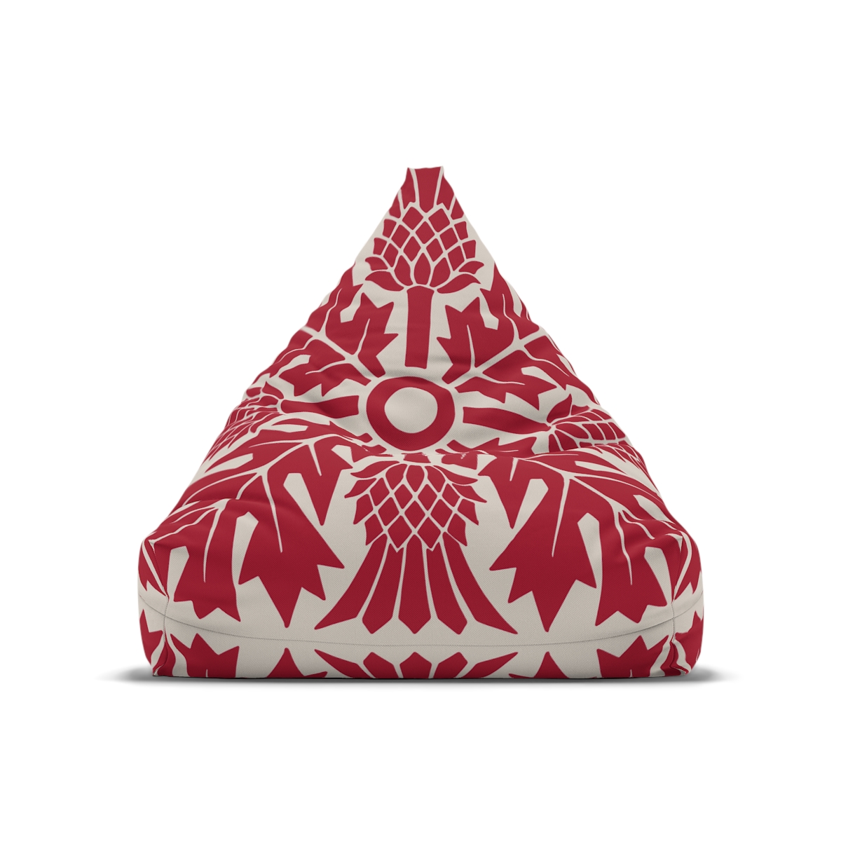 Floral & Leafy Pattern In Red - Bean Bag Chair Cover - Image 2