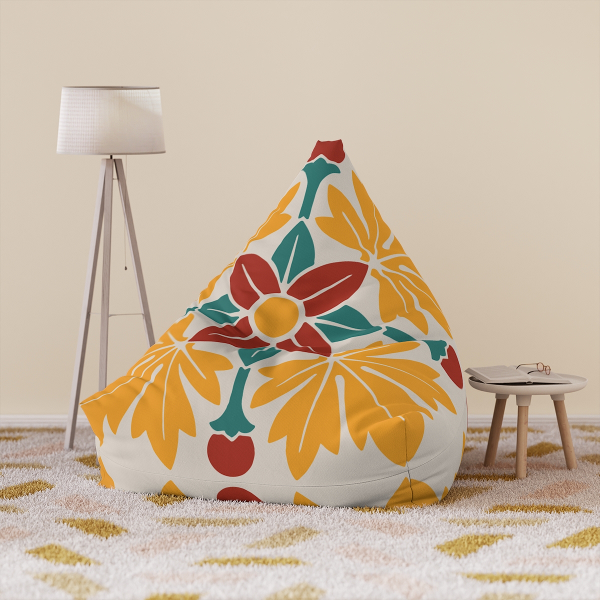 Floral Pattern In Multicolor - Bean Bag Chair Cover - Image 6