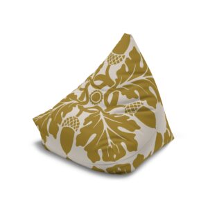 Flower and Foliage Pattern In Mustard Yellow - Bean Bag Chair Cover