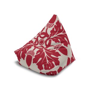 Flower and Foliage Pattern In Red - Bean Bag Chair Cover